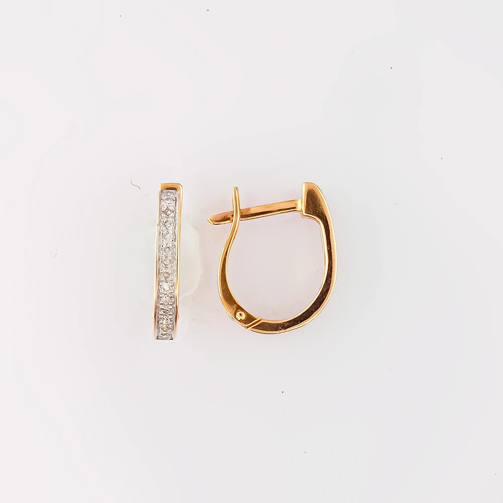 Серьги с бриллиантом из красного золота 585 пробы