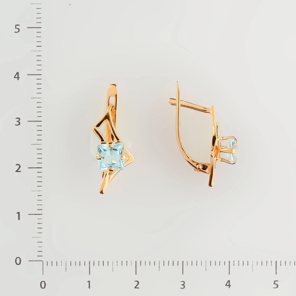 Серьги с топазом из красного золота 585 пробы