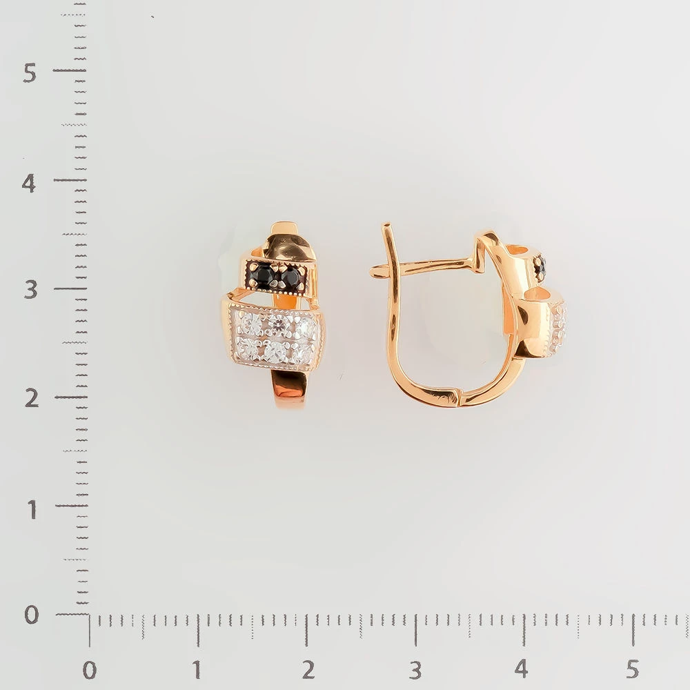 Серьги с фианитом из красного золота 585 пробы
