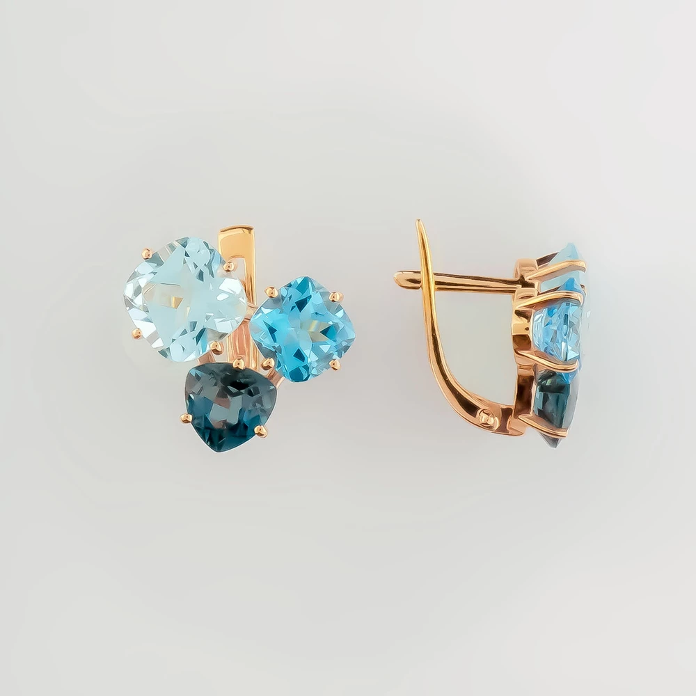 Серьги с топазом из красного золота 375 пробы