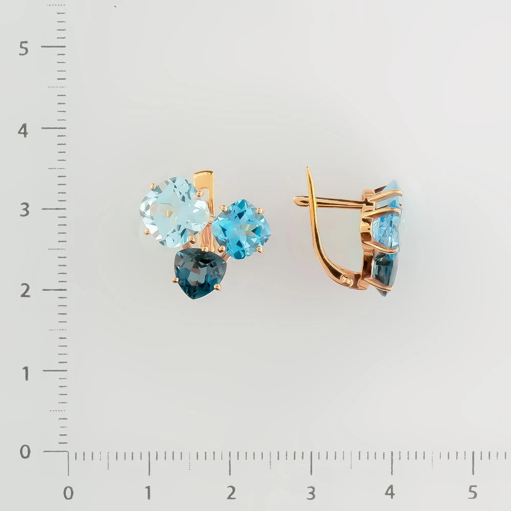 Серьги с топазом из красного золота 375 пробы