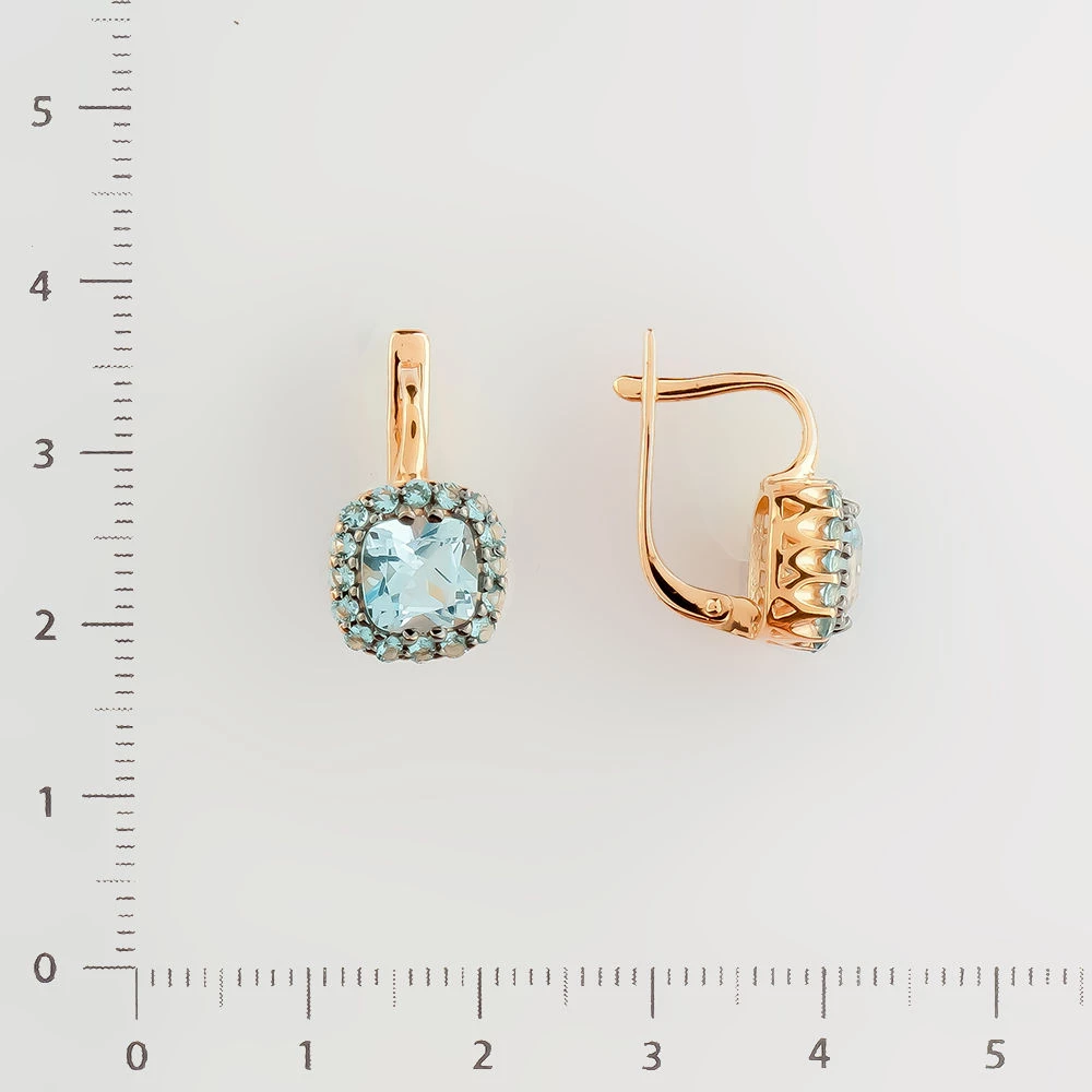 Серьги с топазом из красного золота 585 пробы