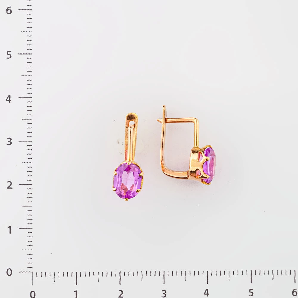 Серьги с фианитом из красного золота 583 пробы