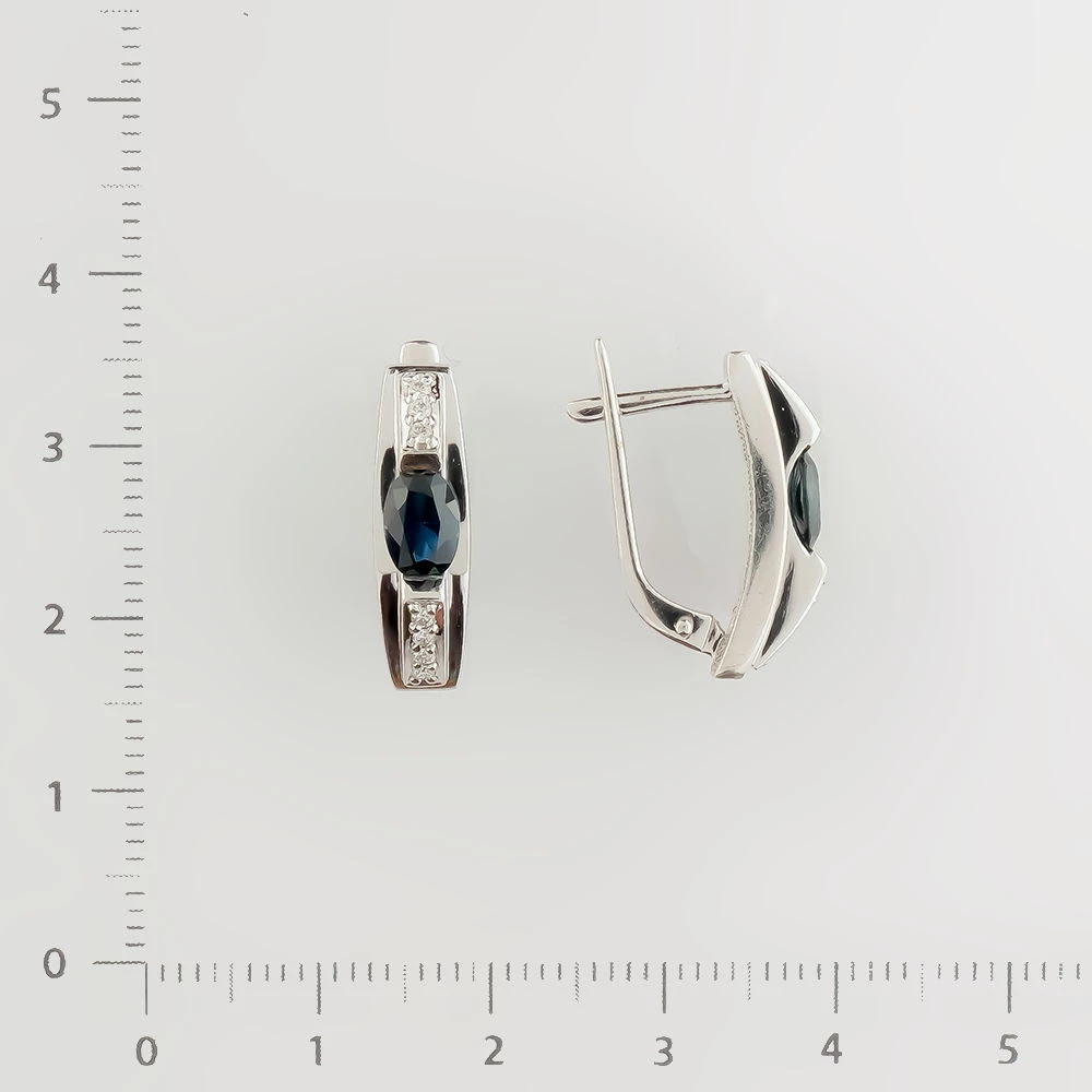 Серьги с сапфиром из белого золота 585 пробы
