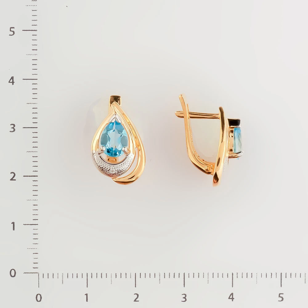 Серьги с топазом из красного золота 585 пробы