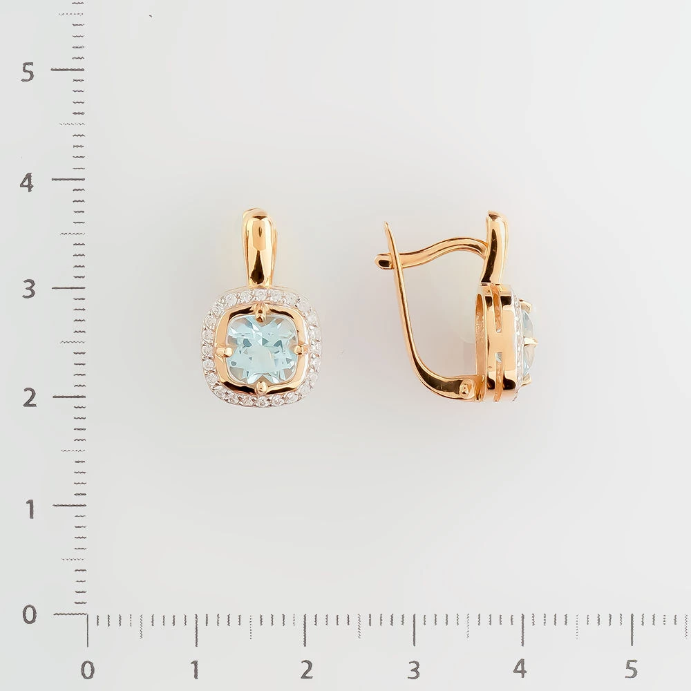 Серьги с топазом из красного золота 585 пробы