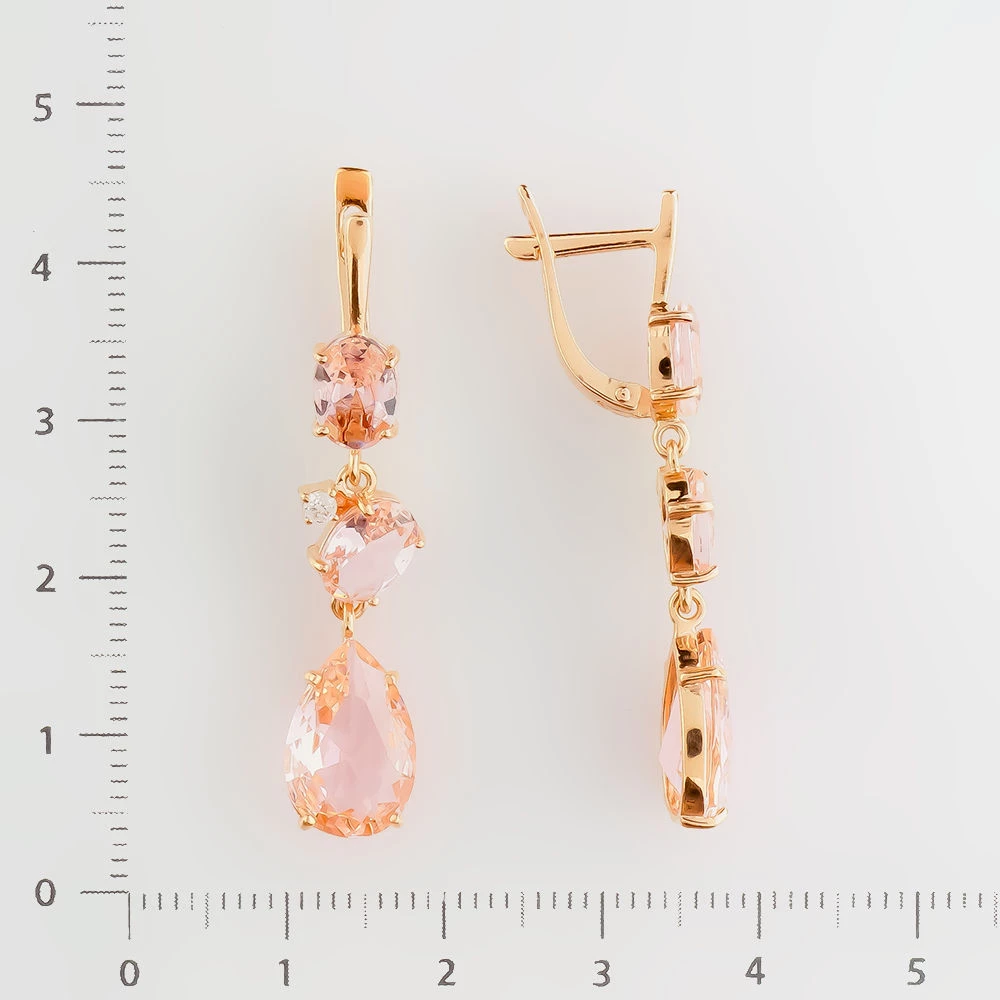 Серьги с ситаллом из красного золота 585 пробы