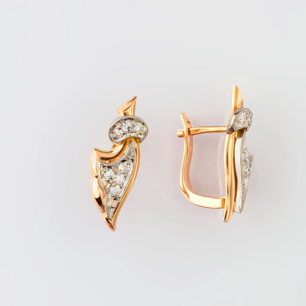 Серьги с бриллиантом из красного золота 583 пробы