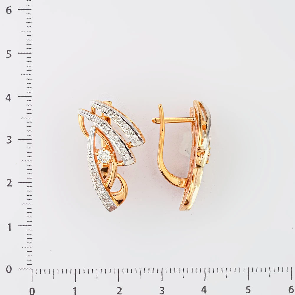 Серьги с бриллиантом из красного золота 585 пробы