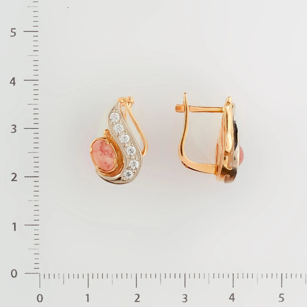 Серьги с сердоликом из красного золота 583 пробы