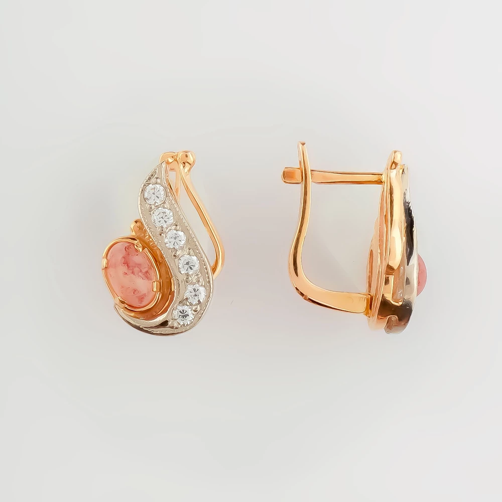 Серьги с сердоликом из красного золота 583 пробы
