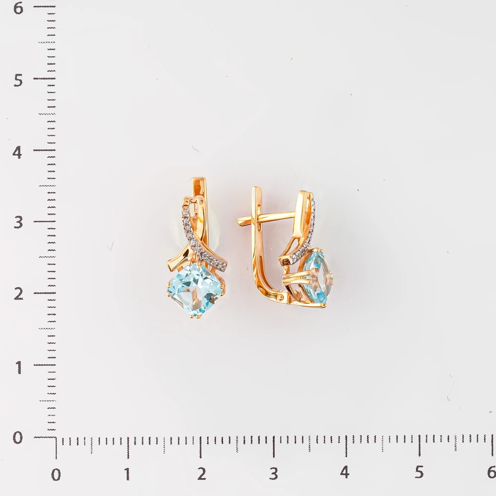 Серьги с топазом из красного золота 585 пробы