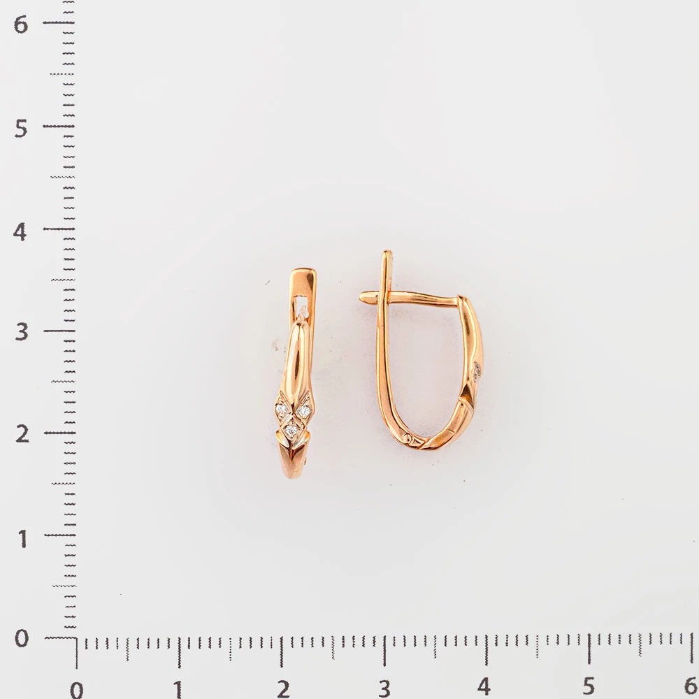 Серьги с фианитом из красного золота 585 пробы