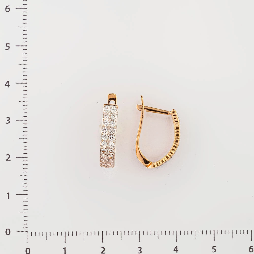 Серьги с фианитом из красного золота 585 пробы