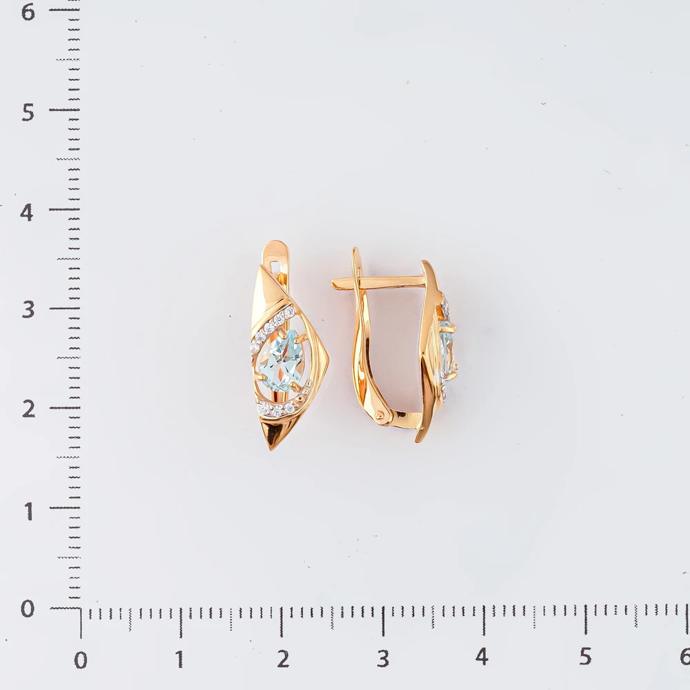 Серьги с топазом из красного золота 585 пробы
