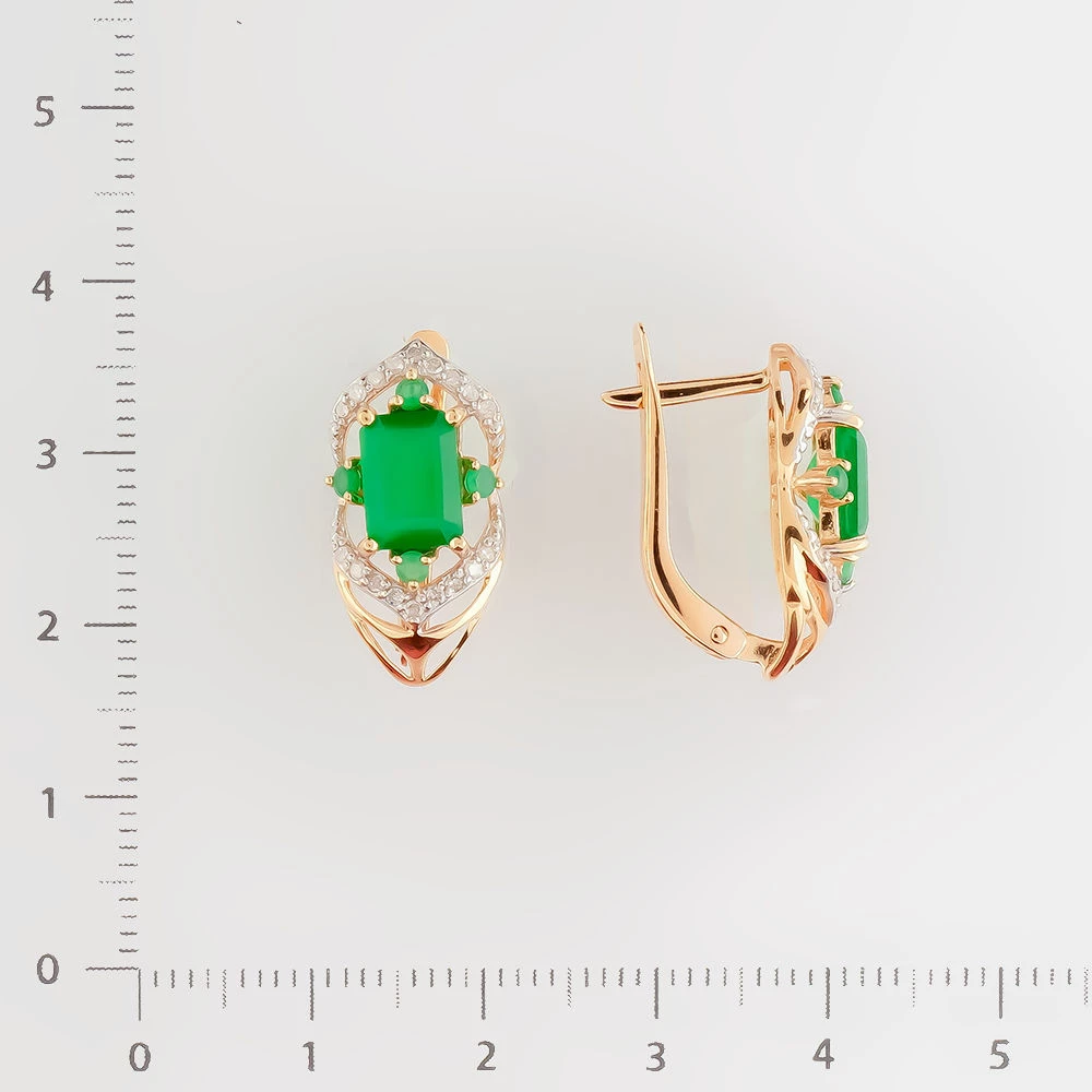 Серьги с агатом из красного золота 585 пробы