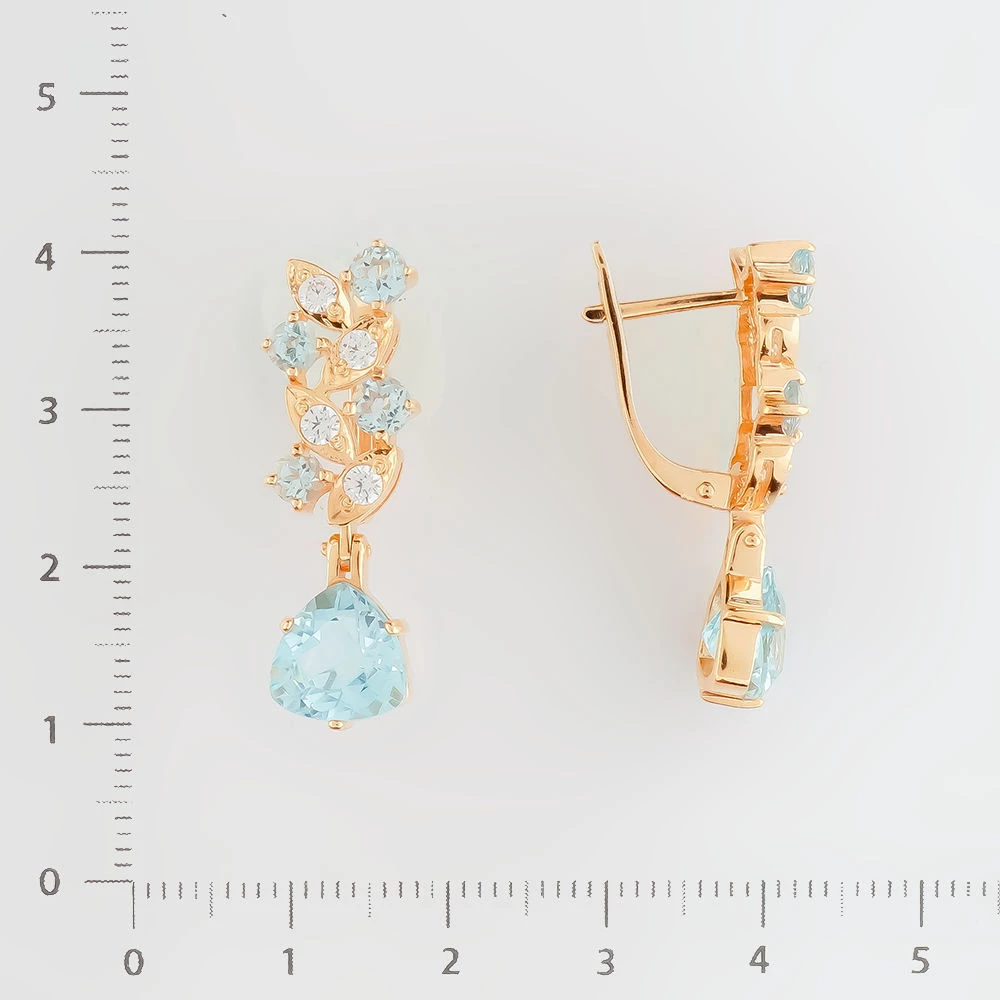 Серьги с топазом из красного золота 585 пробы