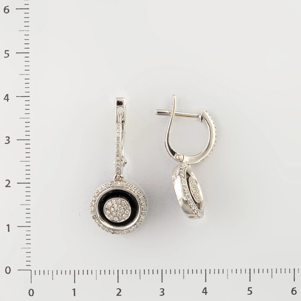 Серьги с бриллиантом из белого золота 750 пробы