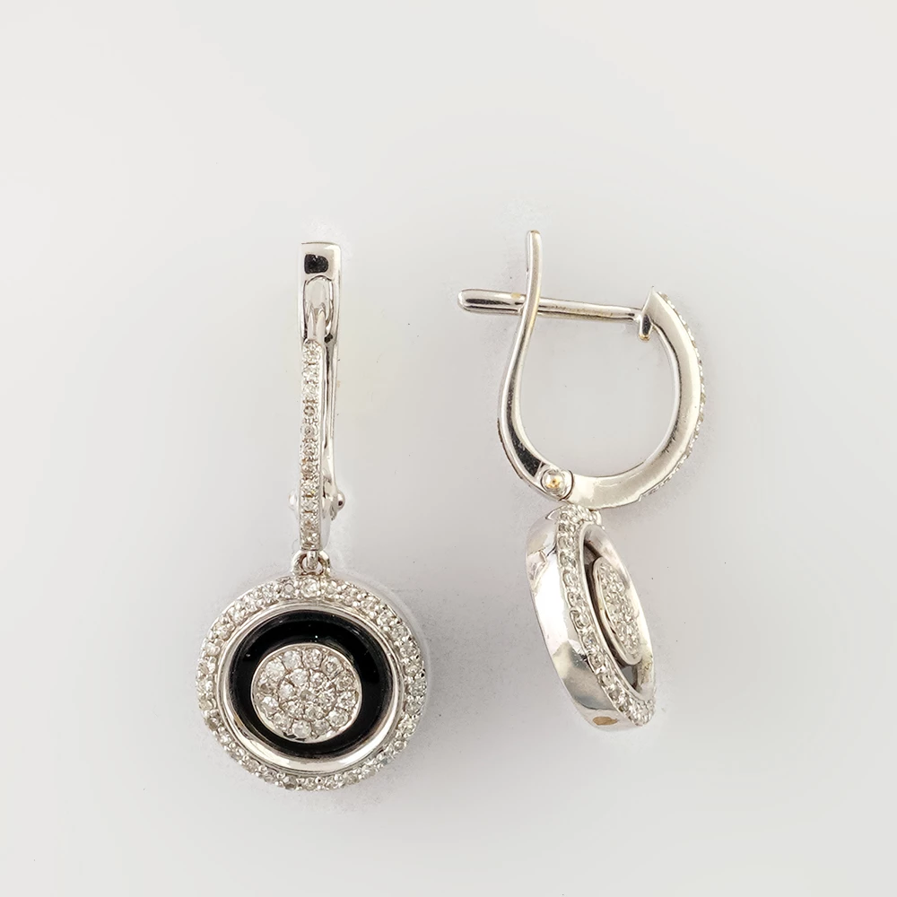 Серьги с бриллиантом из белого золота 750 пробы