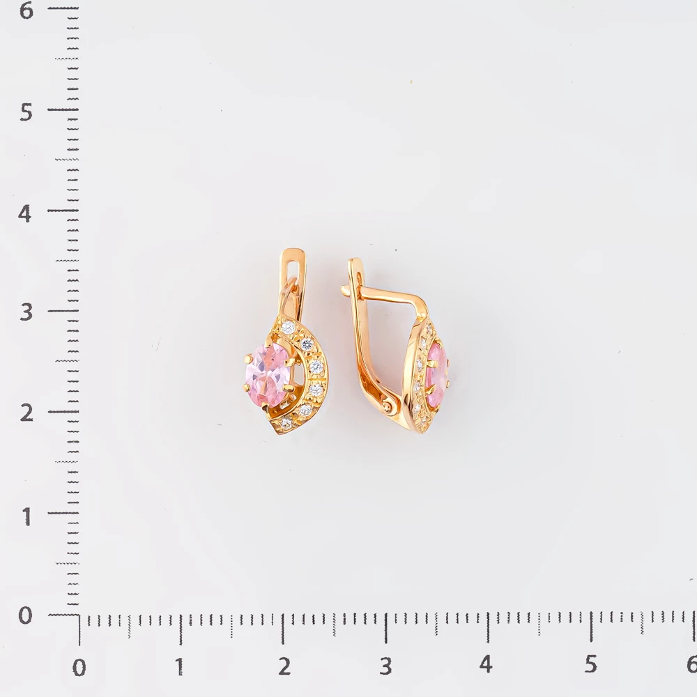 Серьги с фианитом из красного золота 585 пробы