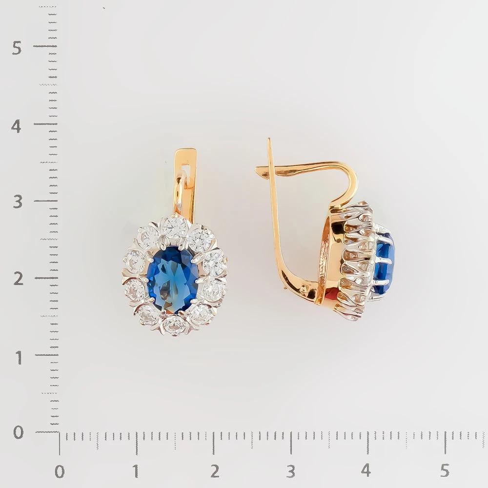 Серьги с фианитом из красного золота 585 пробы
