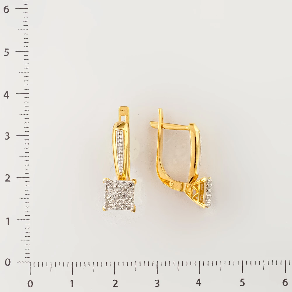 Серьги с бриллиантом из желтого золота 585 пробы