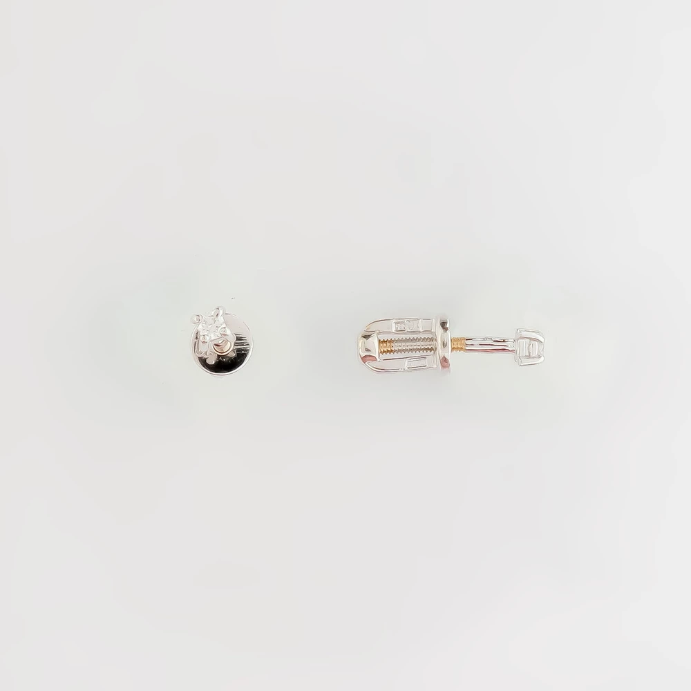 Серьги с бриллиантом из белого золота 585 пробы