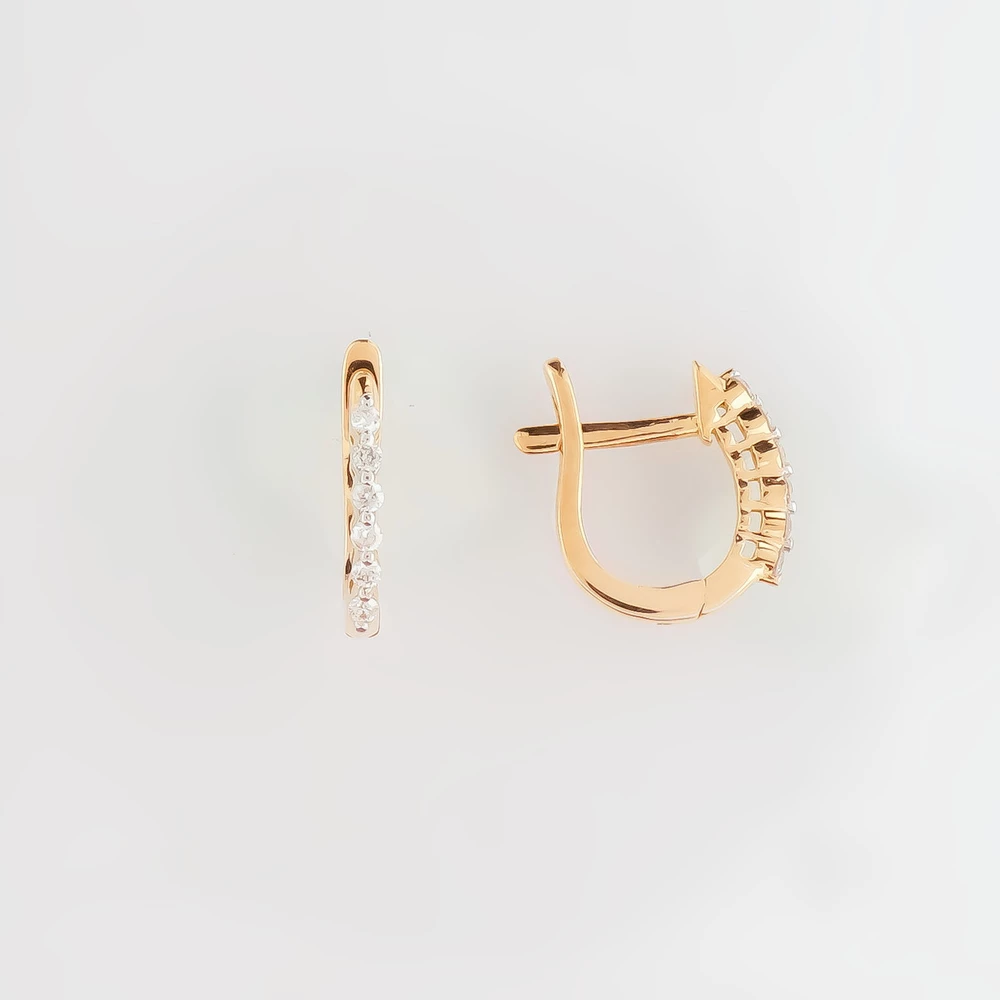 Серьги с бриллиантом из красного золота 585 пробы