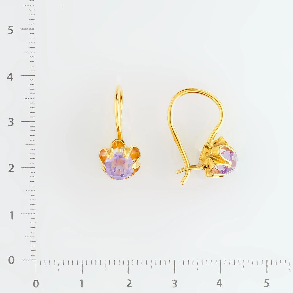 Серьги с фианитом из желтого золота 750 пробы