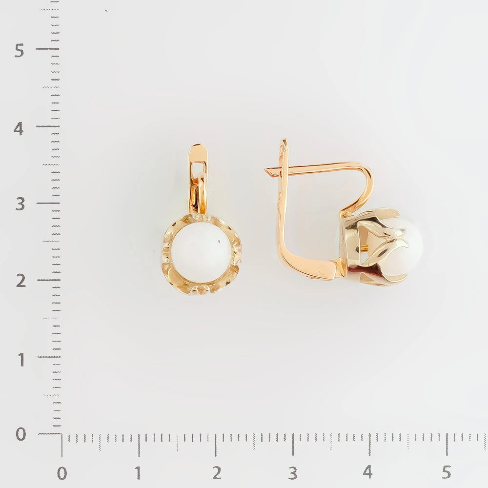 Серьги с фианитом из красного золота 583 пробы