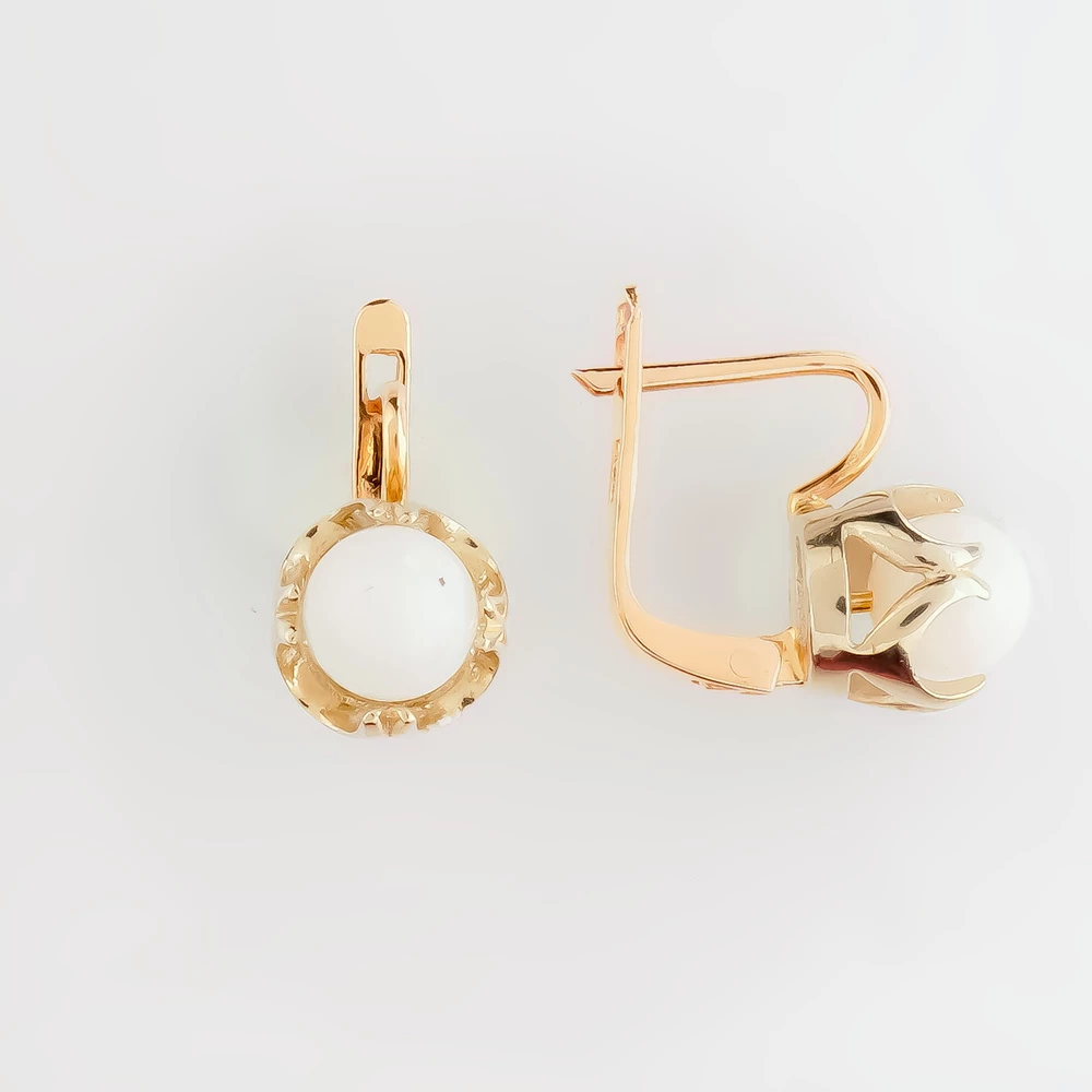 Серьги с фианитом из красного золота 583 пробы