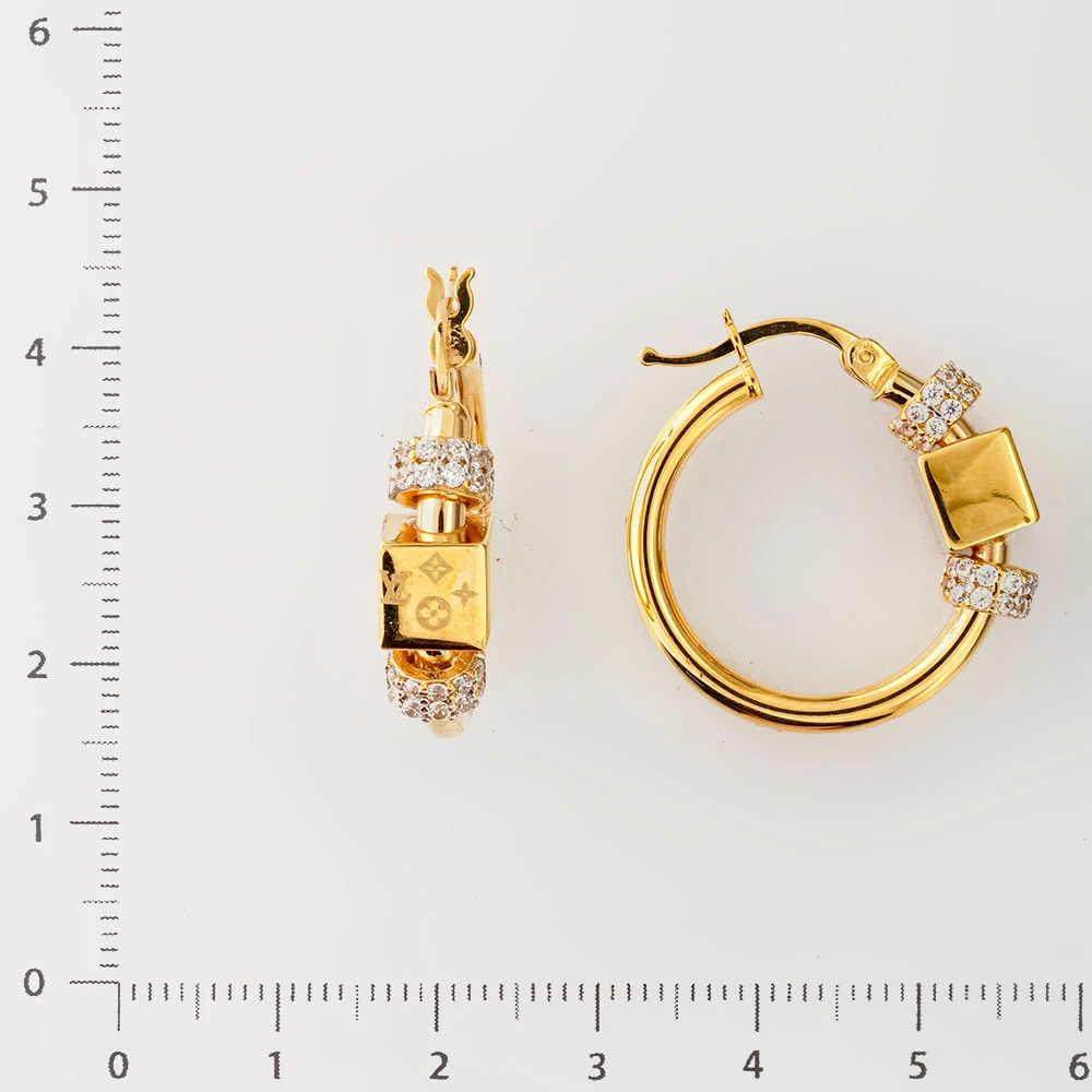 Серьги конго с фианитом из желтого золота 585 пробы