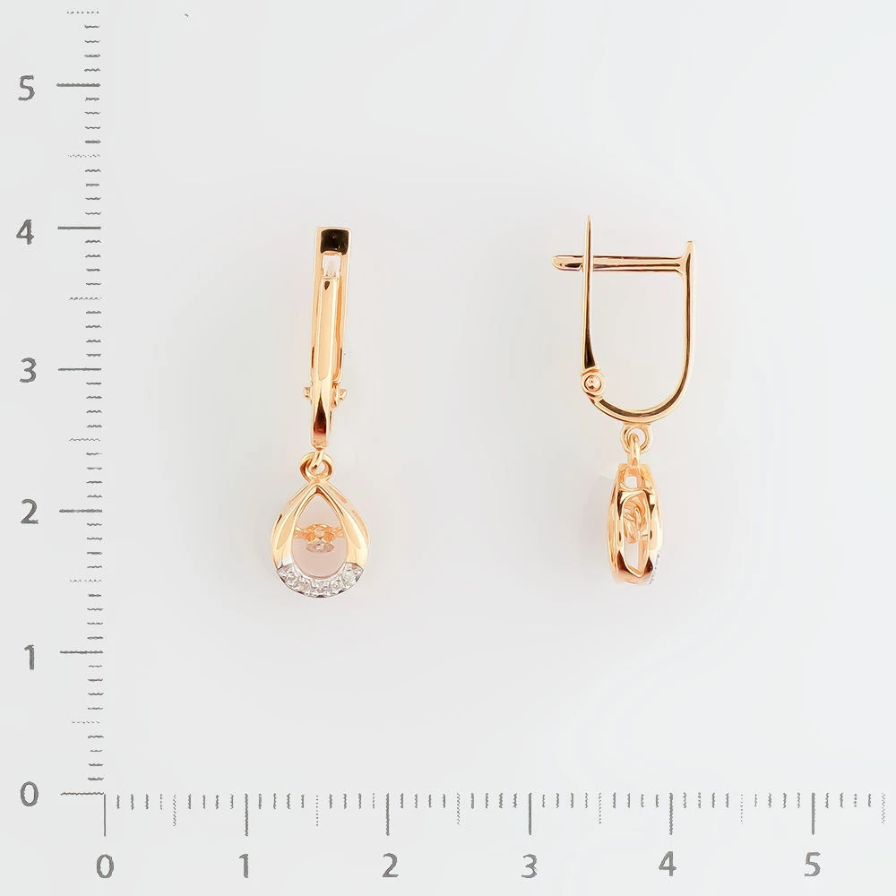 Серьги с бриллиантом из красного золота 585 пробы