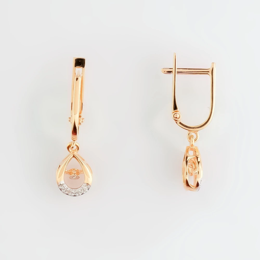 Серьги с бриллиантом из красного золота 585 пробы