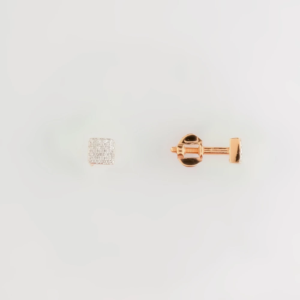 Серьги с бриллиантом из красного золота 585 пробы