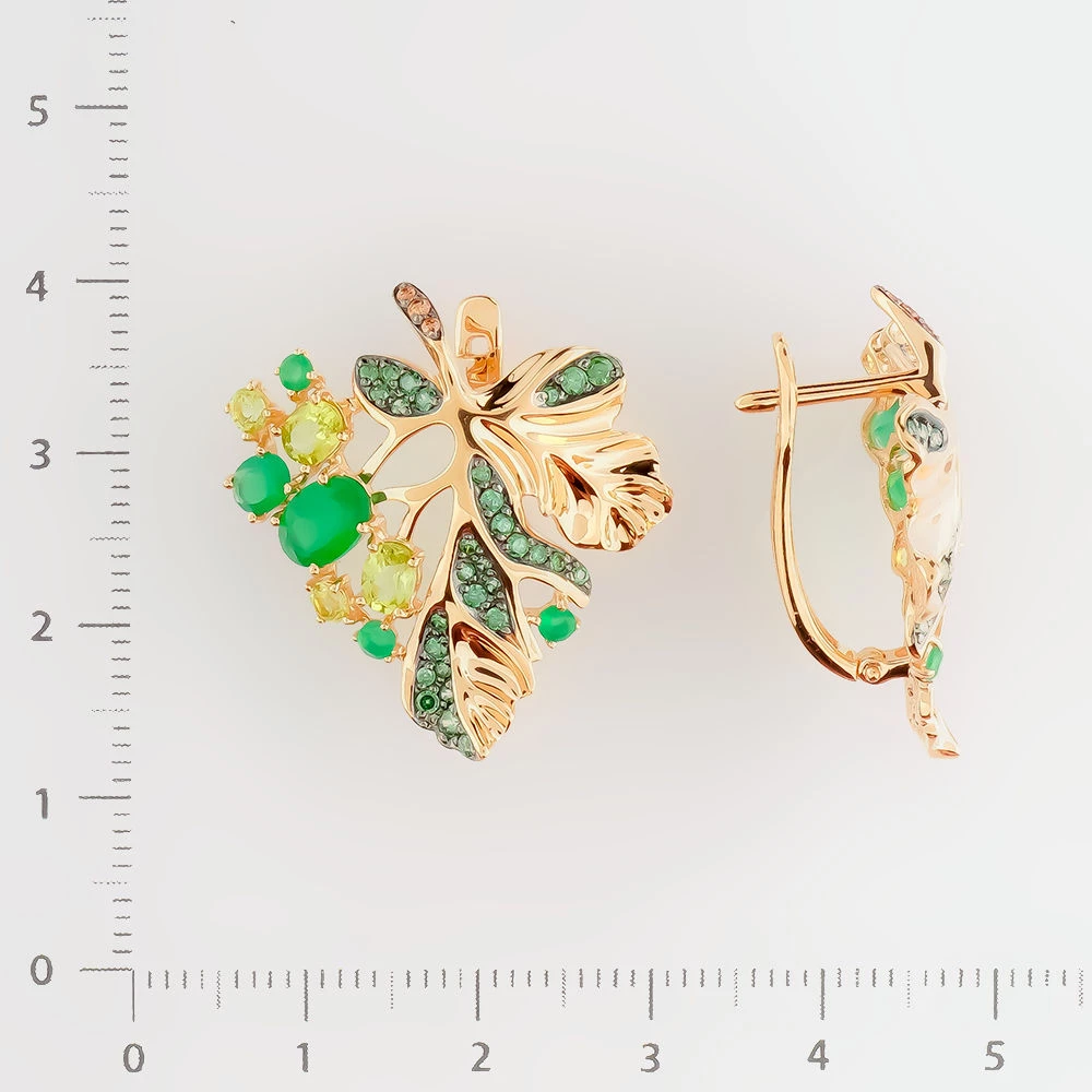 Серьги с агатом из красного золота 585 пробы