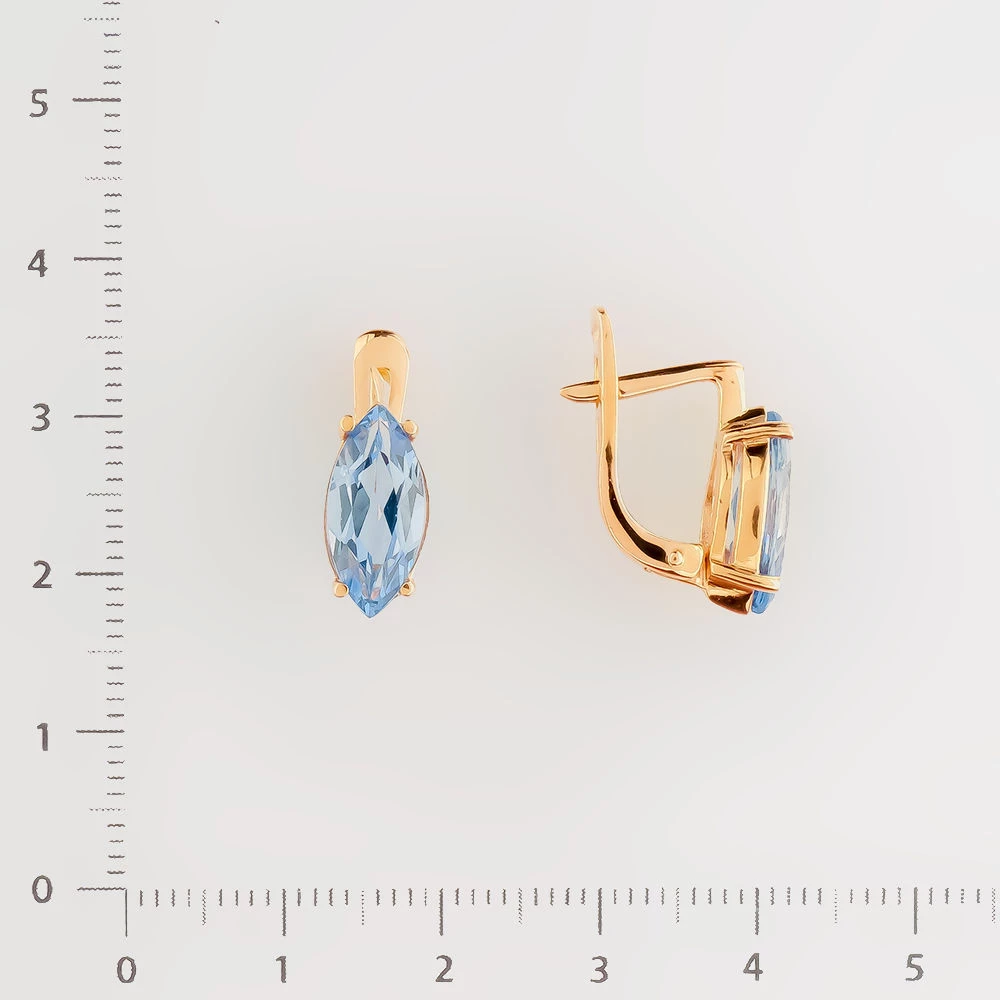 Серьги с топазом из красного золота 585 пробы