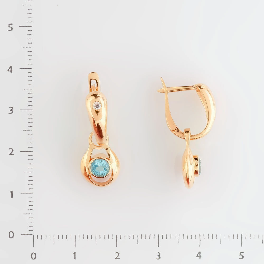 Серьги с топазом из красного золота 585 пробы
