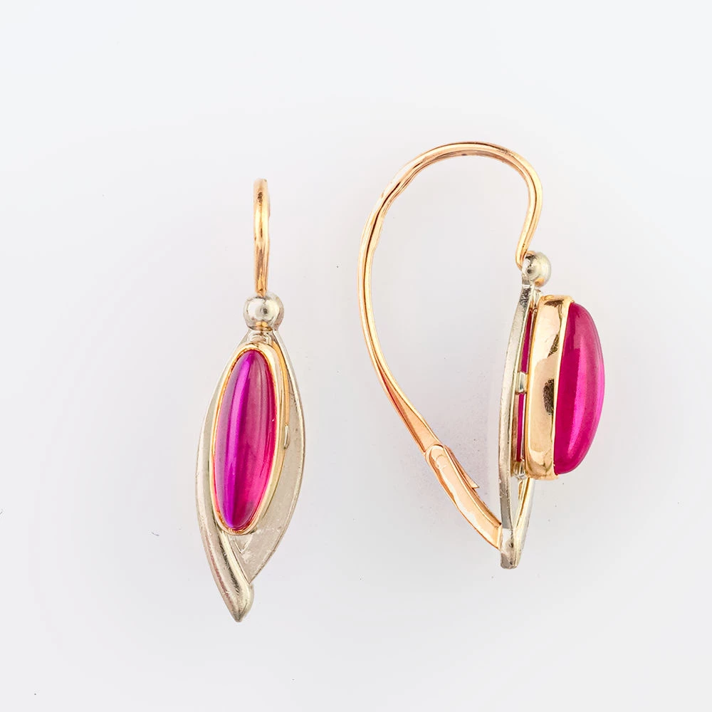 Серьги с фианитом из красного золота 583 пробы