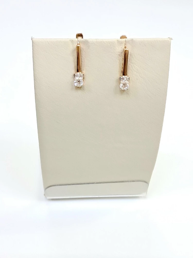 Серьги с фианитом из красного золота 585 пробы