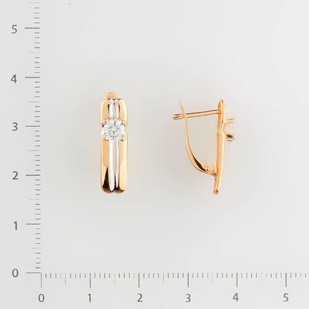 Серьги с фианитом из красного золота 585 пробы