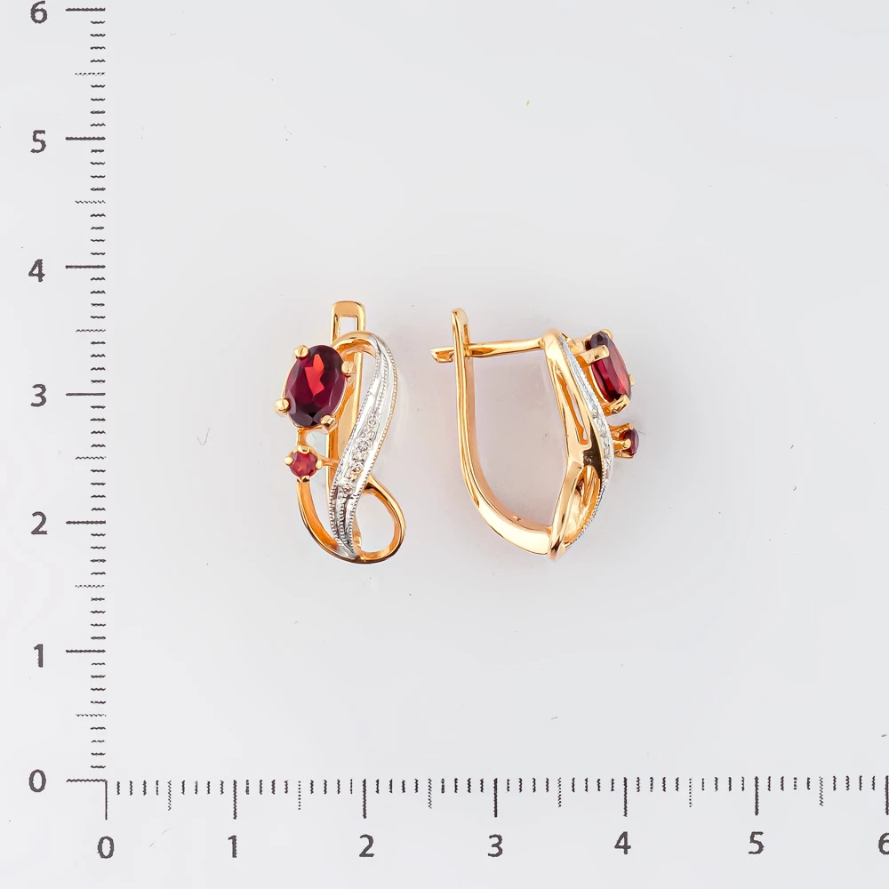 Серьги с гранатом из красного золота 585 пробы