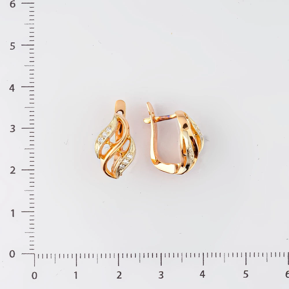 Серьги с бриллиантом из красного золота 585 пробы