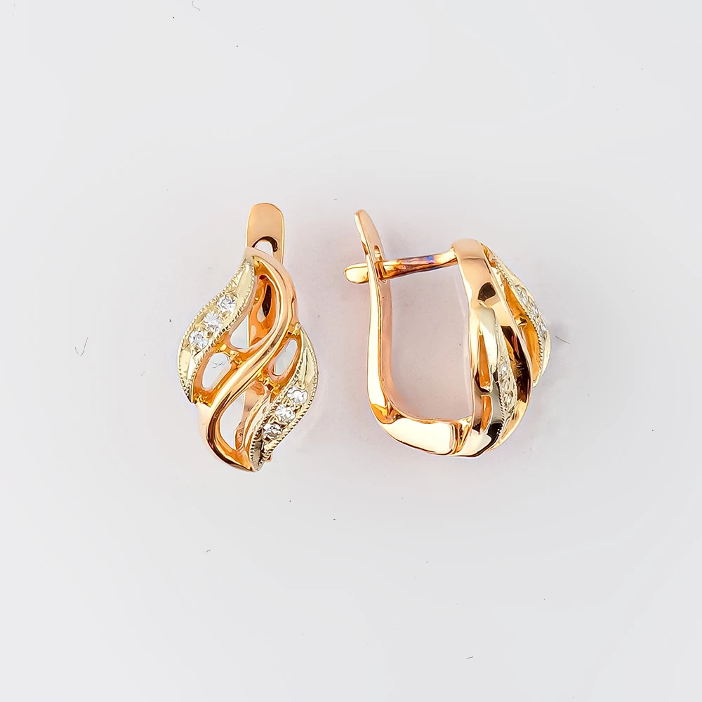 Серьги с бриллиантом из красного золота 585 пробы