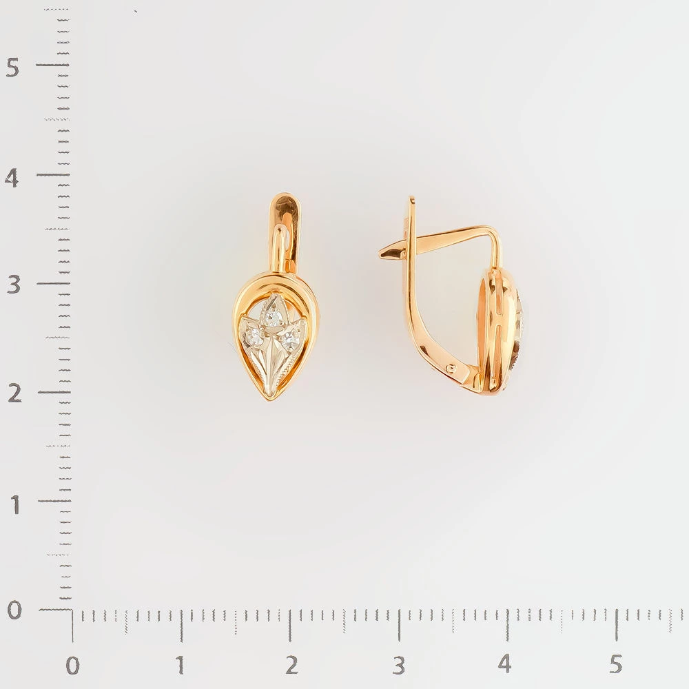 Серьги с бриллиантом из красного золота 585 пробы
