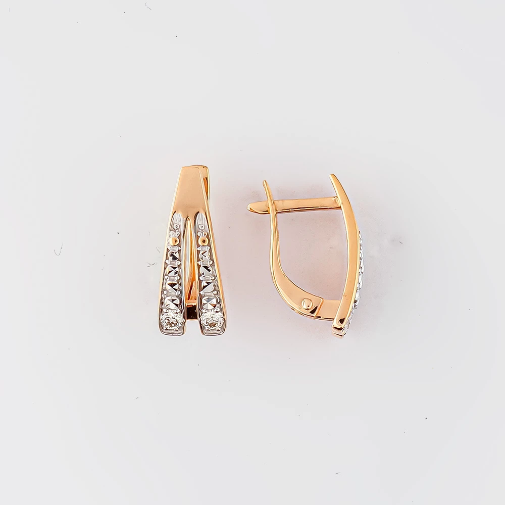 Серьги с бриллиантом из красного золота 585 пробы