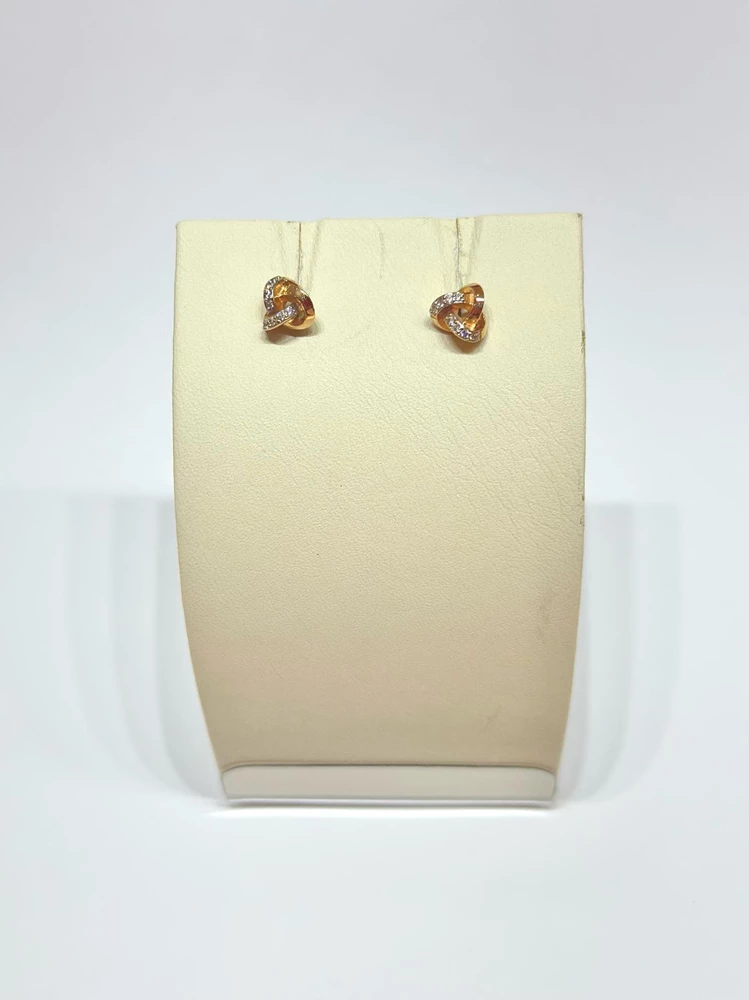 Серьги с фианитом из красного золота 585 пробы