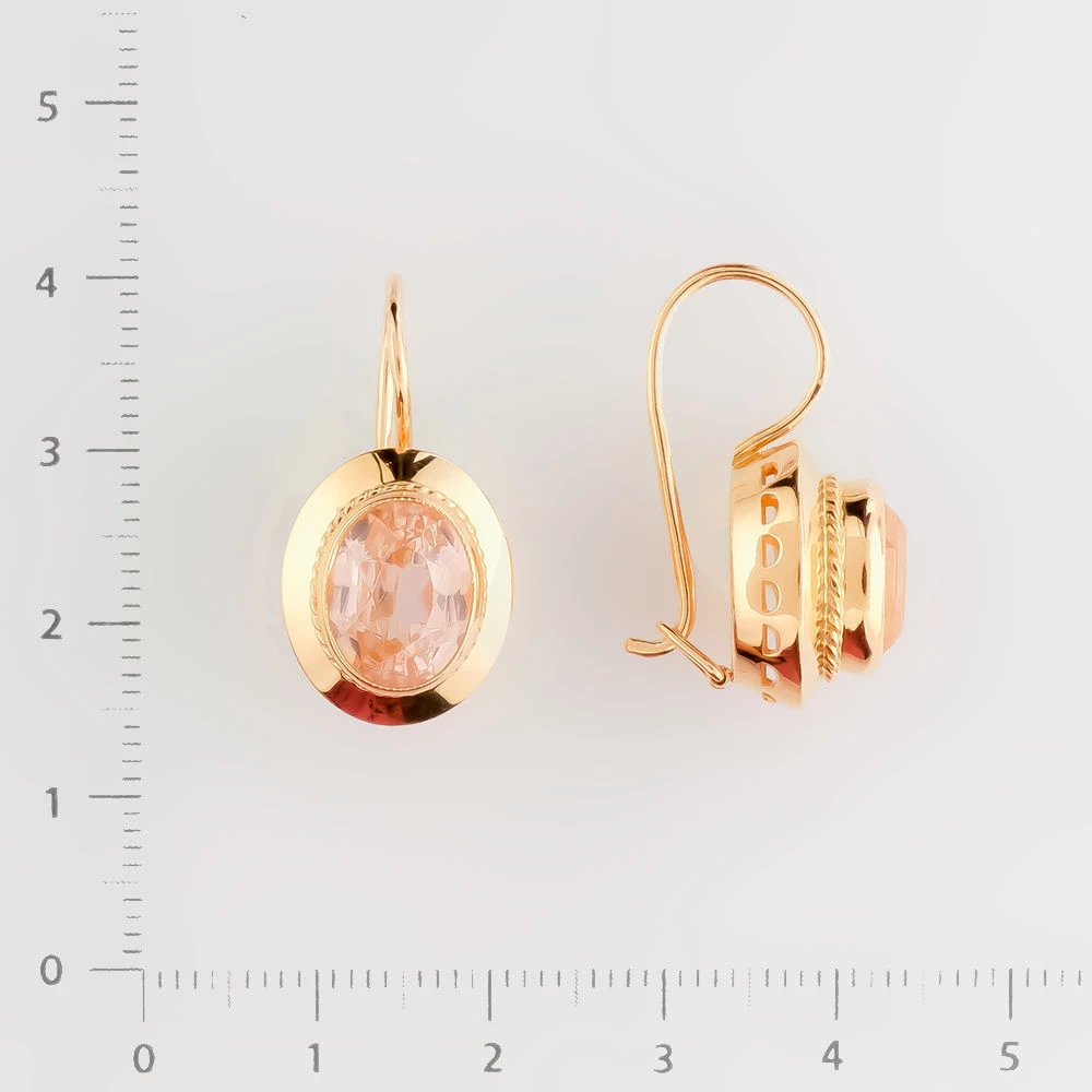 Серьги с фианитом из красного золота 583 пробы