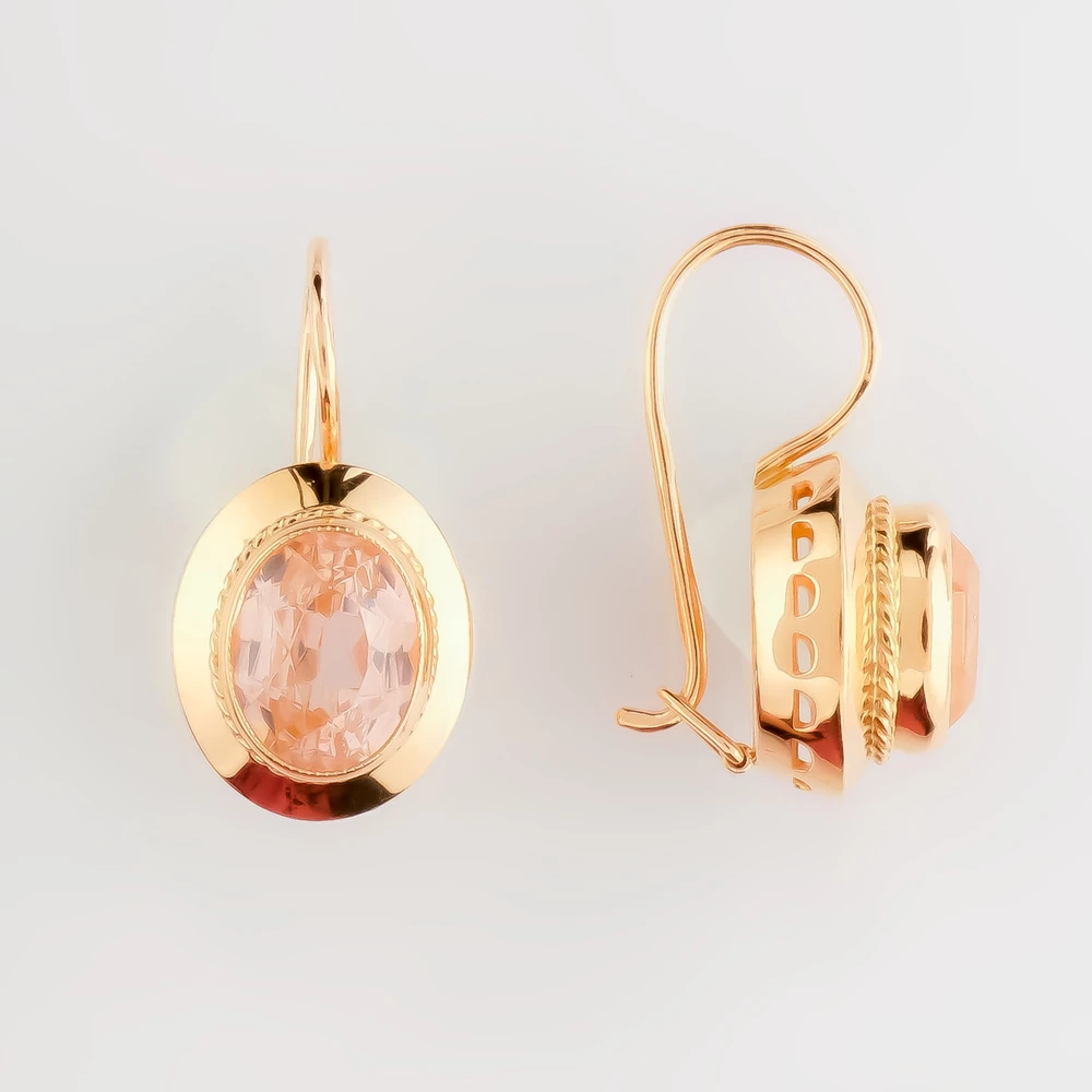 Серьги с фианитом из красного золота 583 пробы