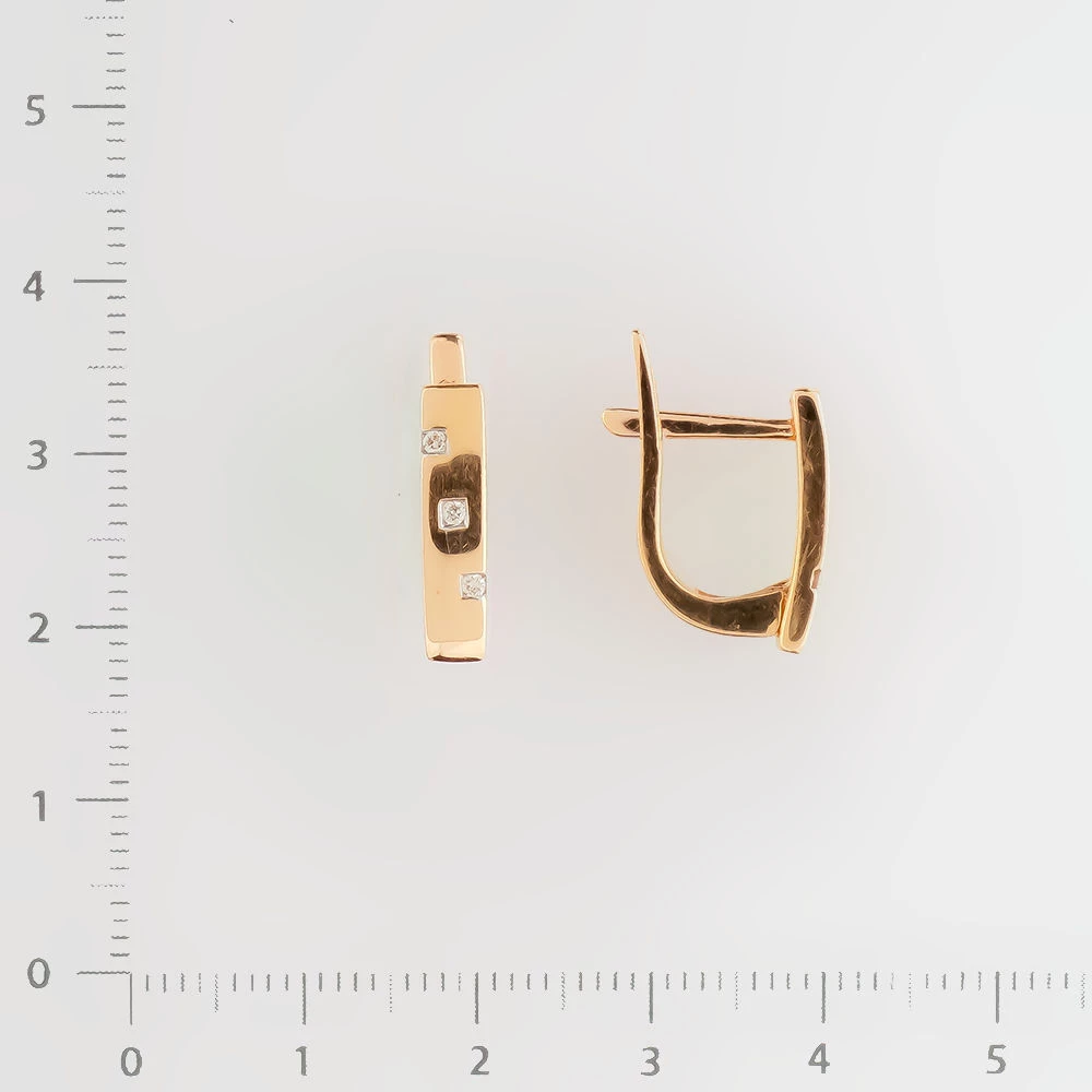 Серьги с бриллиантом из красного золота 585 пробы